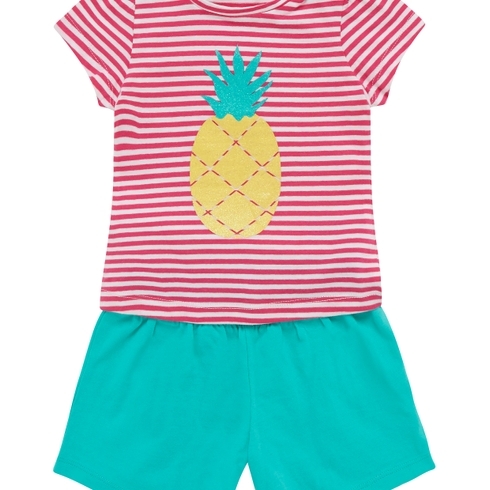 Girls Pineapple T-Shirt And Shorts Set - Pink