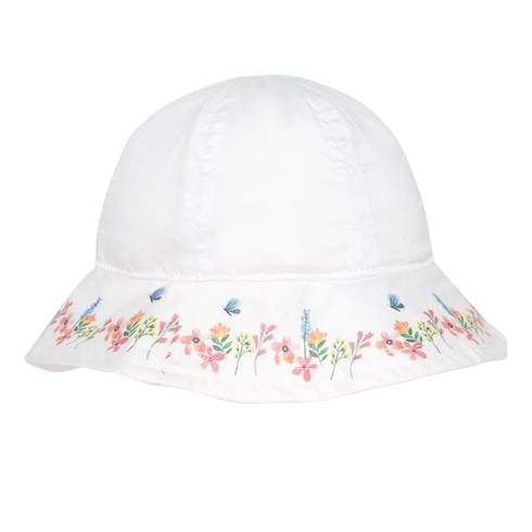 Girls Floral Sun Hat - White