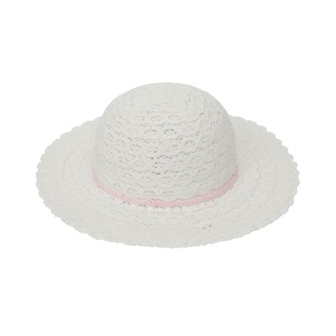 Girls Wide Brim Floppy Hat - White