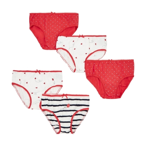 Girls Ladybird And Stripe Briefs - 5 Pack - Multicolor