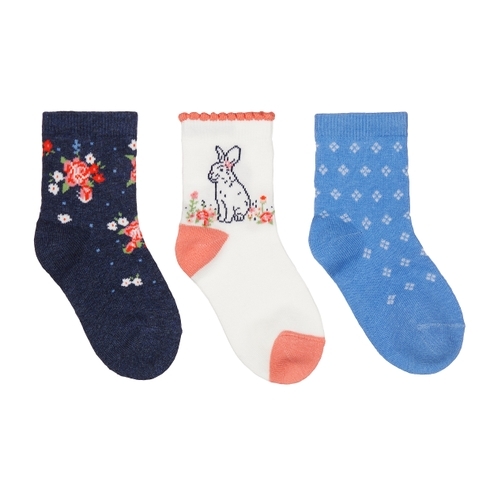 Girls Flower Socks - 3 Pack - Multicolor