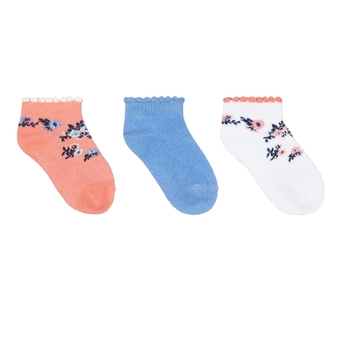 Girls Floral Trainer Socks - 3 Pack - Multicolor