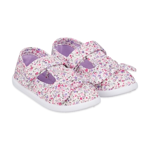 Girls Floral Canvas Shoes - Cream
