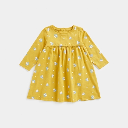 Mothercare Girls Full Sleeves Jersey Dress -Yellow