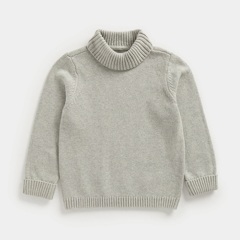Mothercare Girls Roll Neck Sweater - Grey