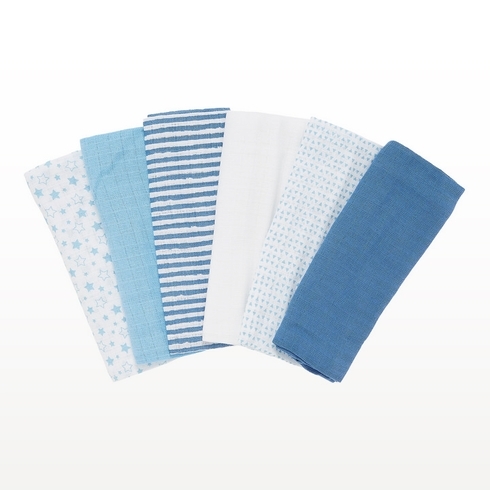 Mothercare Patterned Baby Muslins Blue