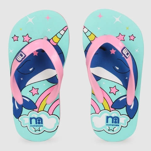 Girls Flip Flop Unicorn Design Multicolor