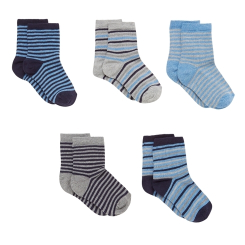 Blue And Black Stripy Socks With Aegis - 5 Pack