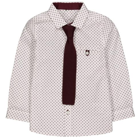 White Shirt With Berry Tie