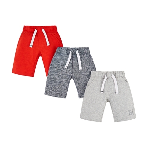 Boys Shorts - Pack Of 3 - Red Grey
