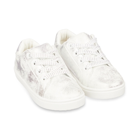 White Shimmer Star Canvas Trainers
