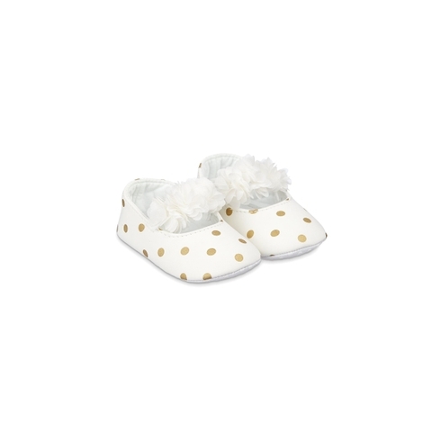 Cream Spot Three-Dimensional Flower Baby Pram Shoes