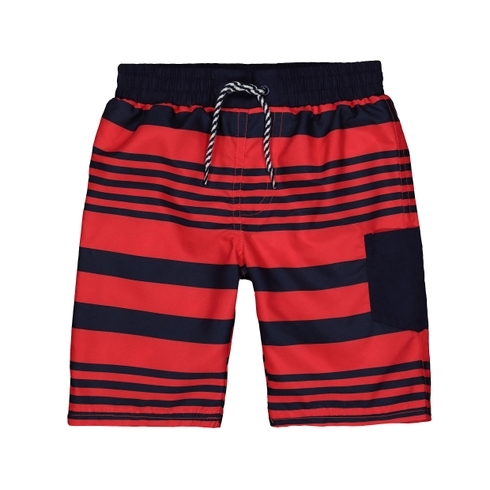 Navy And Red Stripe Swim Shorts