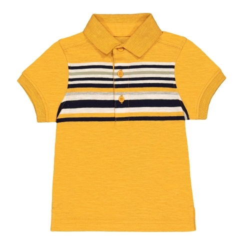 Boys Half Sleeves Polo T-Shirt Stripe - Yellow