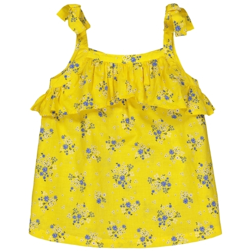Yellow Ditsy Floral Frill Blouse