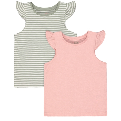 Pink And Stripe Vest T-Shirts - 2 Pack