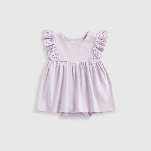 Mothercare Girls Half Sleeve Dresses -Purple