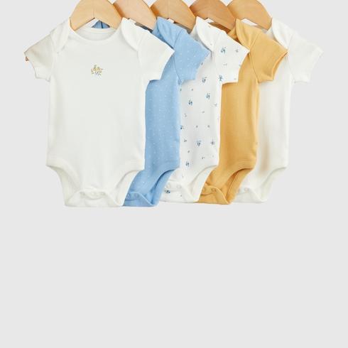 Mothercare Girls Half Sleeve Bodysuit -Pack of 5-White
