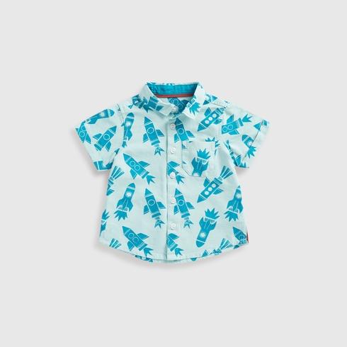 Mothercare Boys Half Sleeve Shirts My Happy Space-Blue