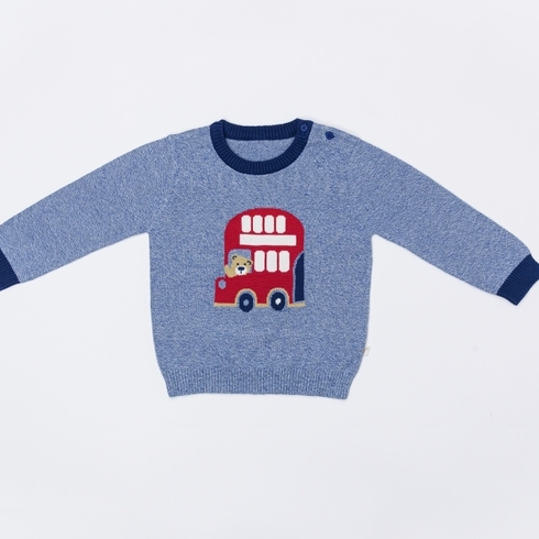 H By Hamleys Boys Full Sleeve Sweater Hamleys Bus-Blue