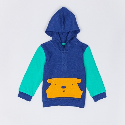 H By Hamleys Boys Full Sleeve Sweatshirt Hooded 3D Bear Pocket-Multicolor