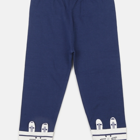 H By Hamleys Girls Legging 3D Bunny Detail-Navy Multi