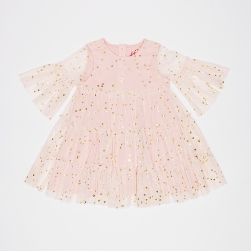 H By Hamleys Girls Full Sleeve Partywear Panel Sparkle Design-Pink