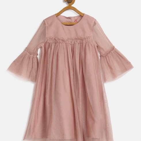 H By Hamleys Girls Full Sleeve Party Dress -Pink