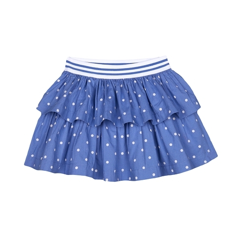 Girls Tiered Skirt Polka Dot Print - Blue