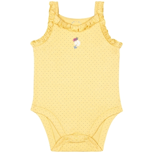 Girls Sleeveless Bodysuit Frill Details - Yellow