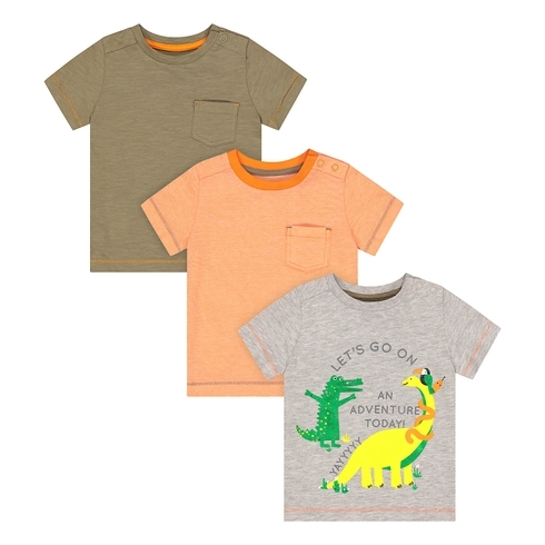 Boys Half Sleeves T-Shirt Dino Print - Pack Of 3 - Multicolor