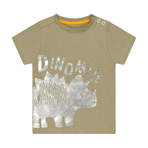 Boys Half Sleeves T-Shirt Dino Print - Khaki