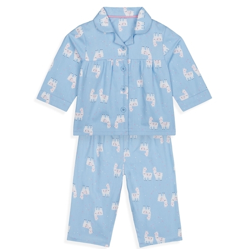 Girls Full Sleeves Pyjama Set Printed - Blue