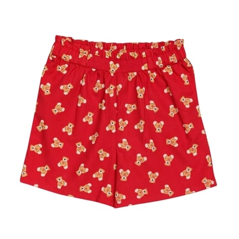 H By Hamleys Girls Shorts All Over Teady Bear Print-Red