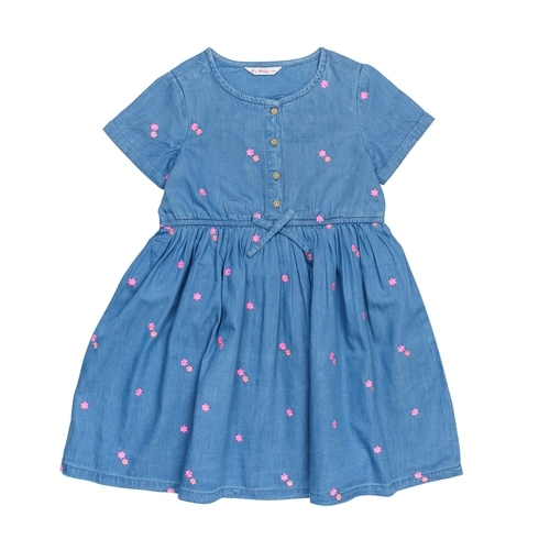 H By Hamleys Girls Short Sleeves Dress Denim -Blue