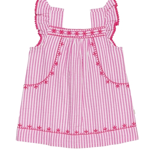 H By Hamlyes Girls Short Sleeves Dress Striped-Multicolor
