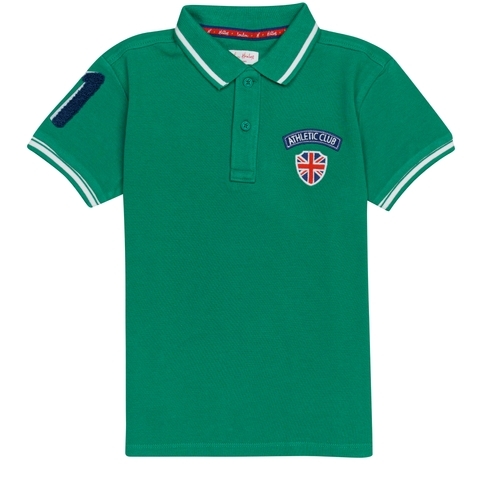 H By Hamleys Boys Short Sleeves Polo T-Shirt Badge Print-Green