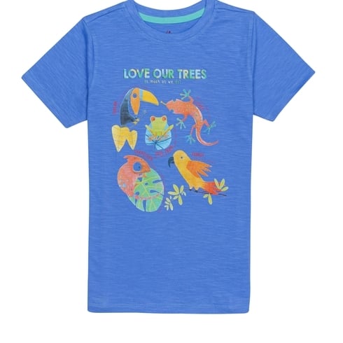 H By Hamlyes Boys Short Sleeves T-Shirt Bird Print-Blue