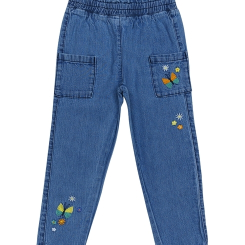 H By Hamleys Girls Jogger Floral Embroidery-Blue