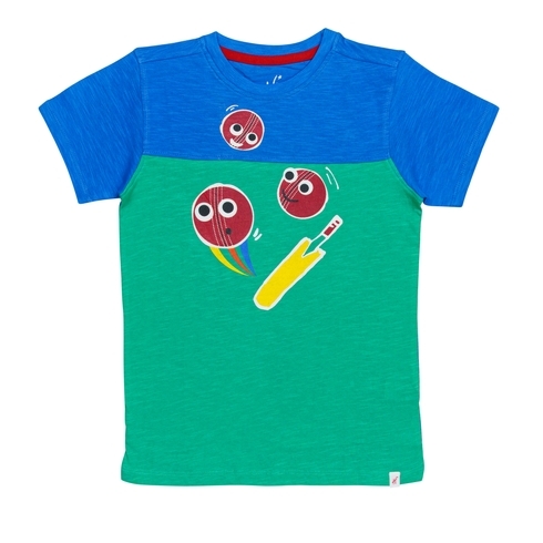 H by Hamleys Boys Short Sleeves T-Shirt Cricket Featured-Multicolor