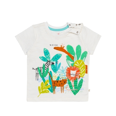 H by Hamleys Boys Short Sleeves T-Shirt Jungle Print-White