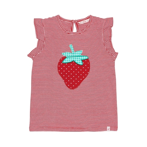 H by Hamleys Girls Short Sleeves T-Shirt Stawberry Applique-Multicolor