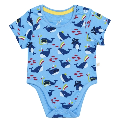 H By Hamleys Boys Short Sleeves Bodysuit Whale All Over Print-Multicolor