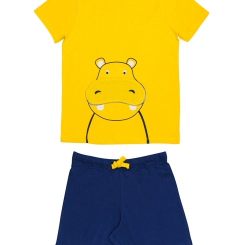 H By Hamleys Boys Short Sleeves Pyjama Set 3D Hippo-Multicolor