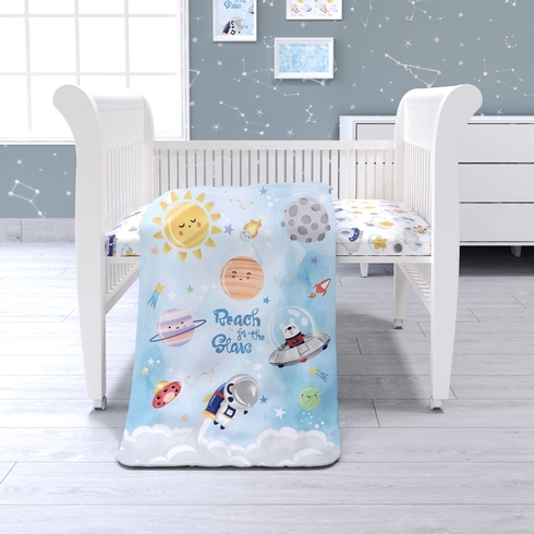  Fancy Fluff Organic Toddler Comforter -  Nova -Blue