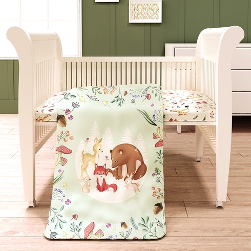  Fancy Fluff Organic Toddler Comforter - Woodland-Green 