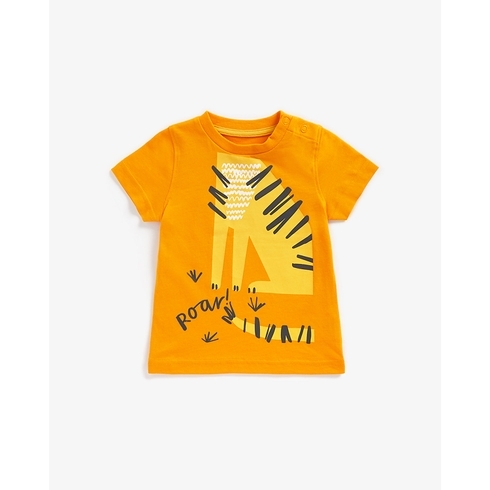 Boys Half Sleeves T-Shirt Tiger Design-Orange