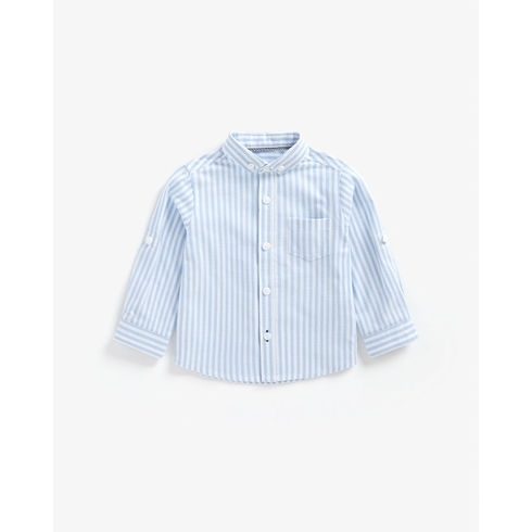 Boys Full Sleeves Shirt Oxford Smart Stripes-Blue