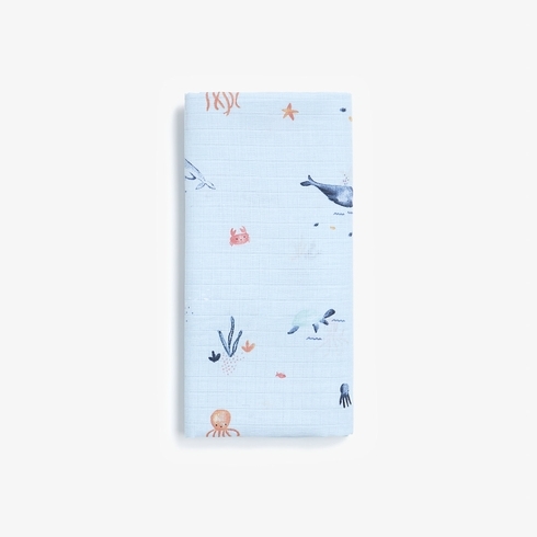 Mothercare You, Me and the Sea Luxury Muslin Blanket Blue
