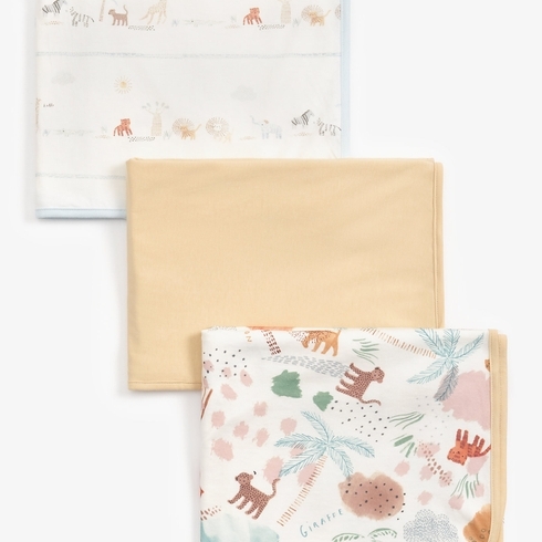 Mothercare Animal Kingdom Jersey Blankets Multicolor Pack of 3